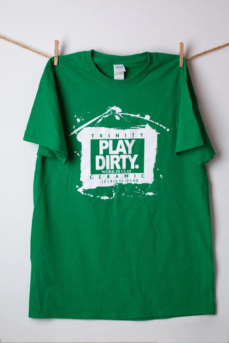 Antique Irish Green, White Logo Play Dirty T-Shirt