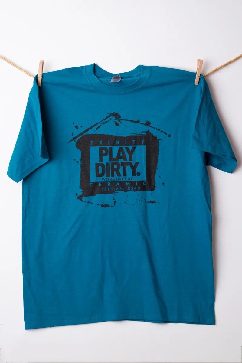 Galapagos Blue, Black Logo Play Dirty T-Shirt