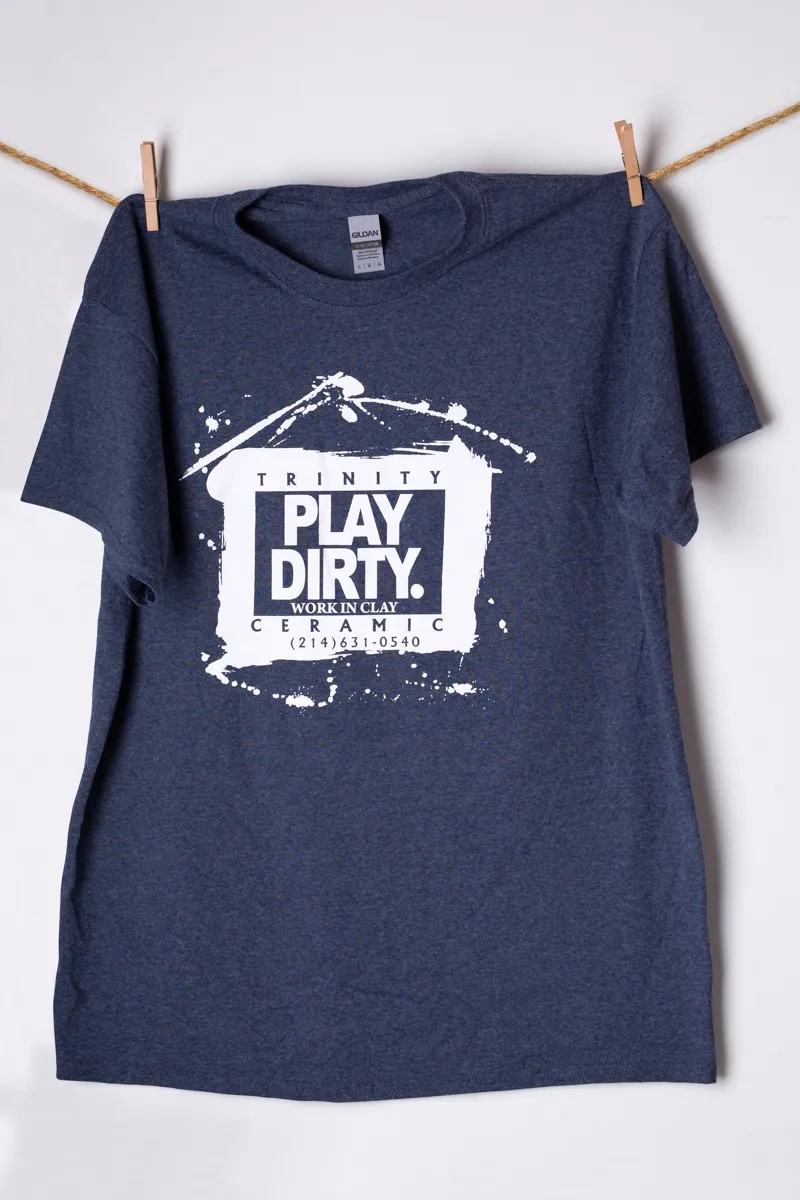 Heather Navy, White Logo Play Dirty T-Shirt