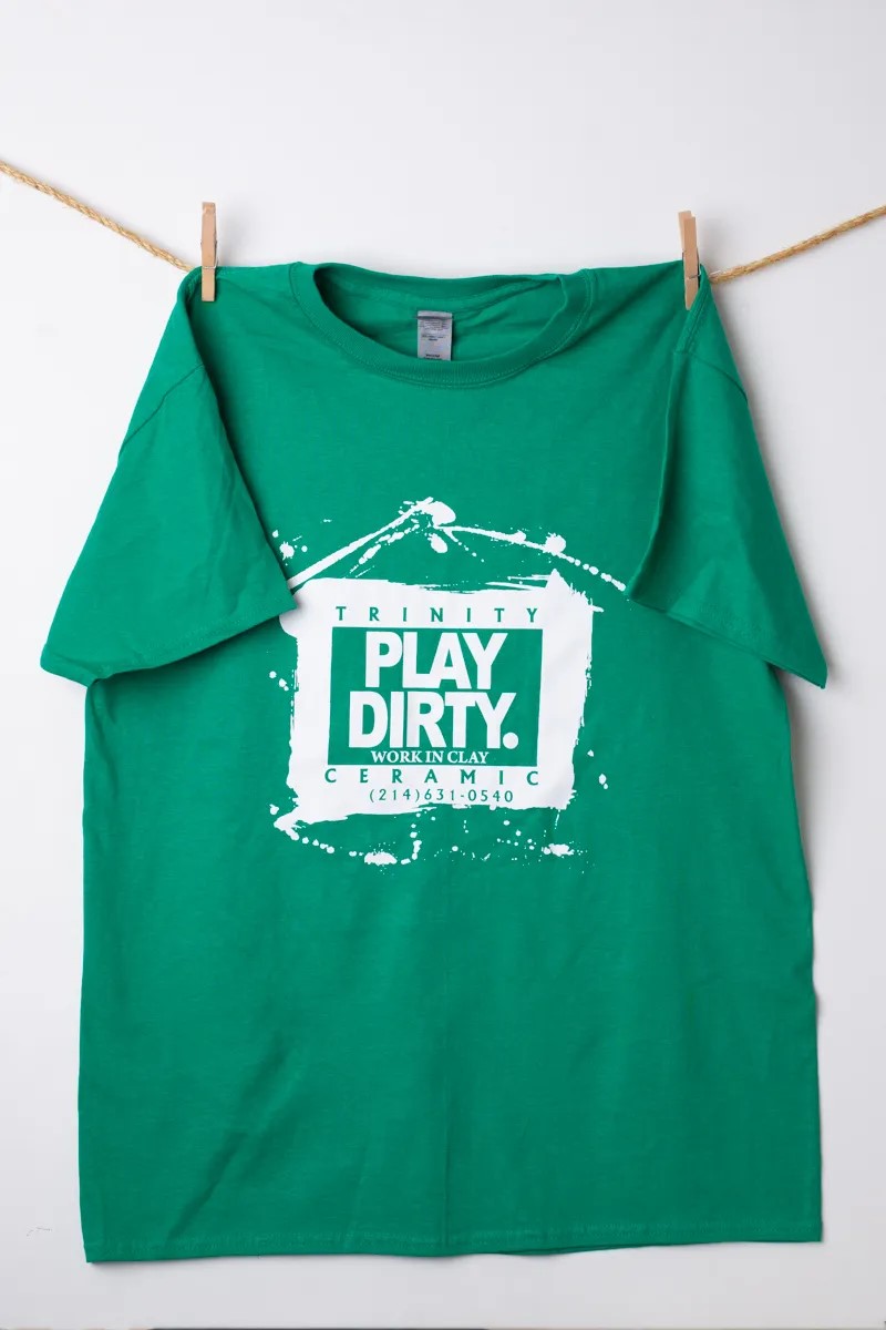 Kelly Green, White Logo Play Dirty T-Shirt