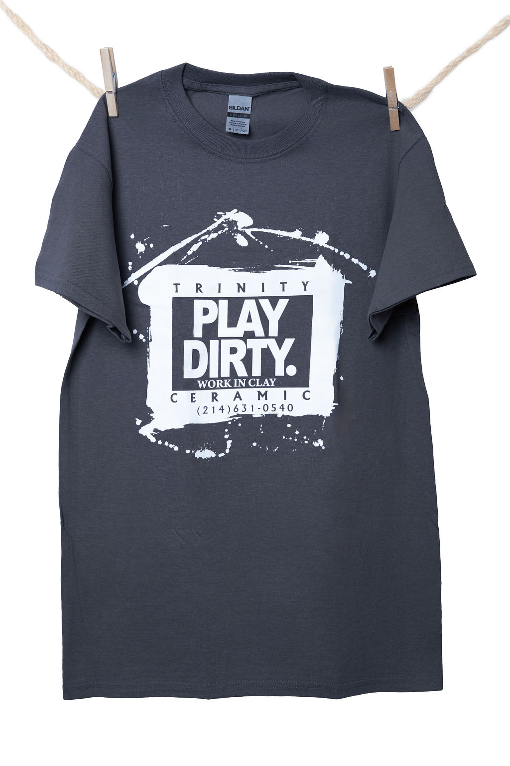 Charcoal, White Logo Play Dirty T-Shirt