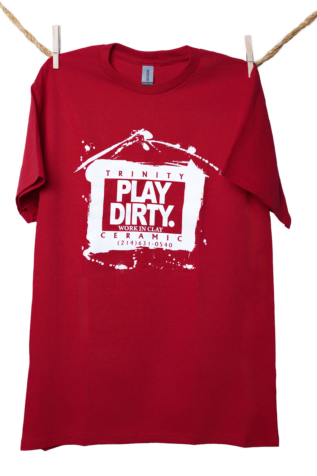Cherry Red, White Logo Play Dirty T-Shirt