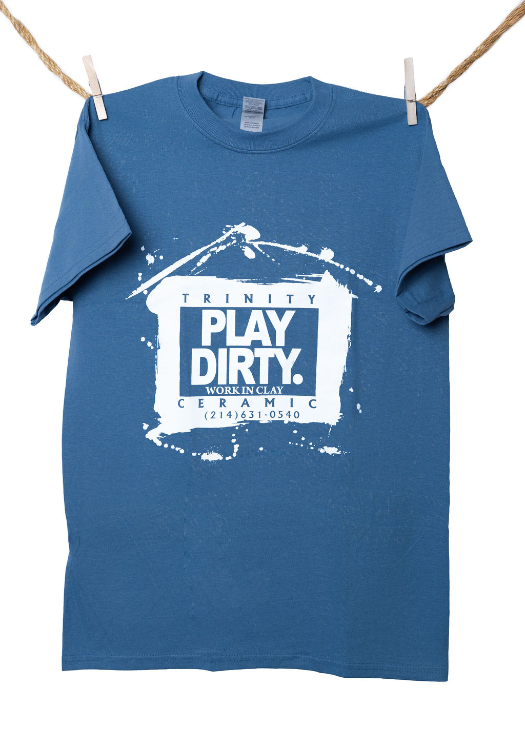Indigo Blue, White Logo Play Dirty T-Shirt