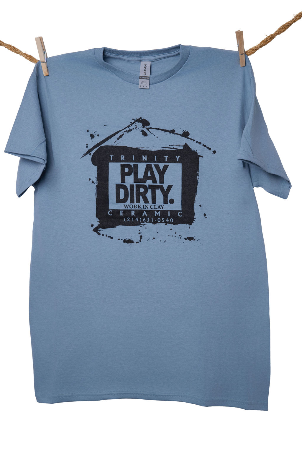 Stone Blue, Black Logo Play Dirty T-Shirt