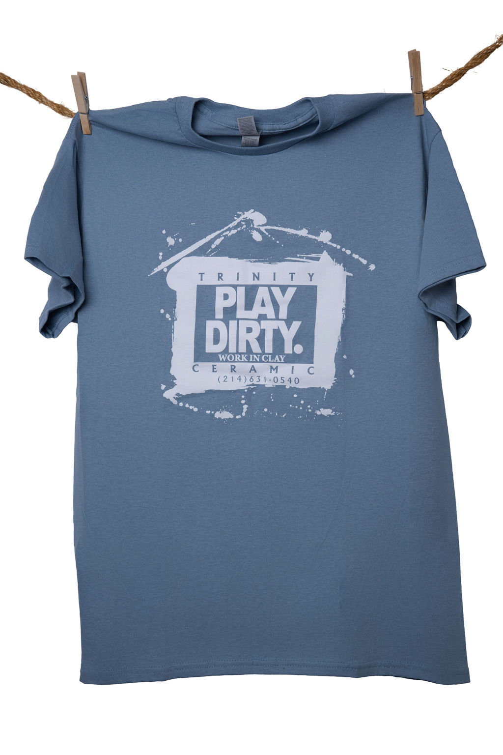 Stone Blue, White Logo Play Dirty T-Shirt