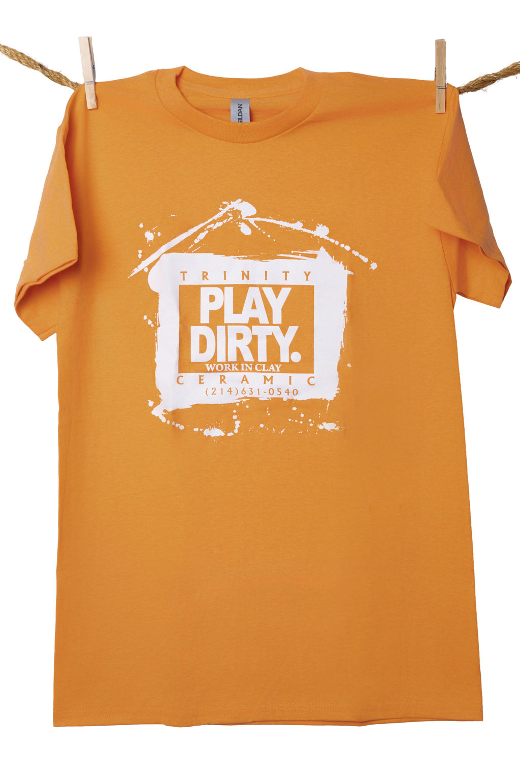 Tangerine, White Logo Play Dirty T-Shirt