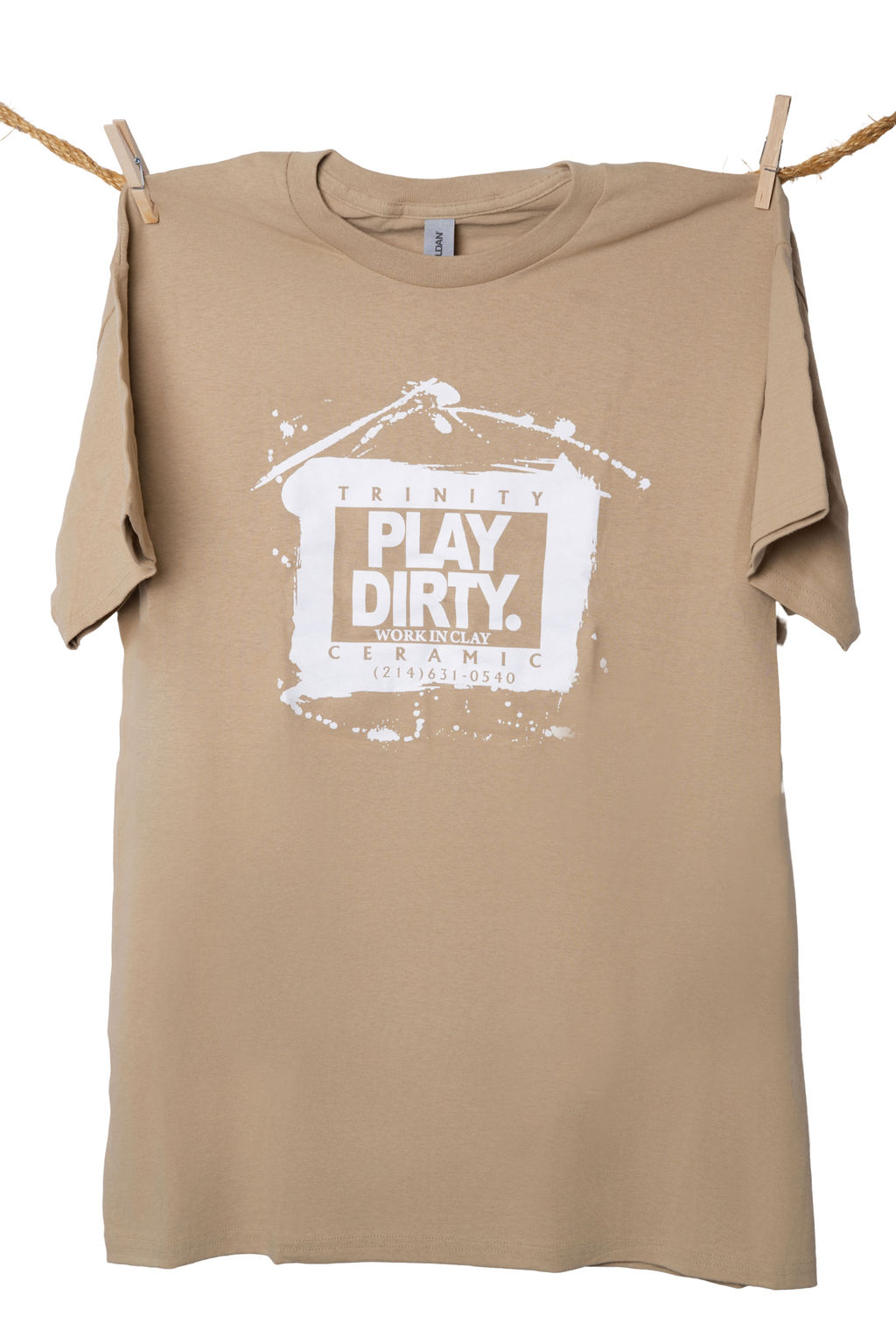 Tan, White Logo Play Dirty T-Shirt