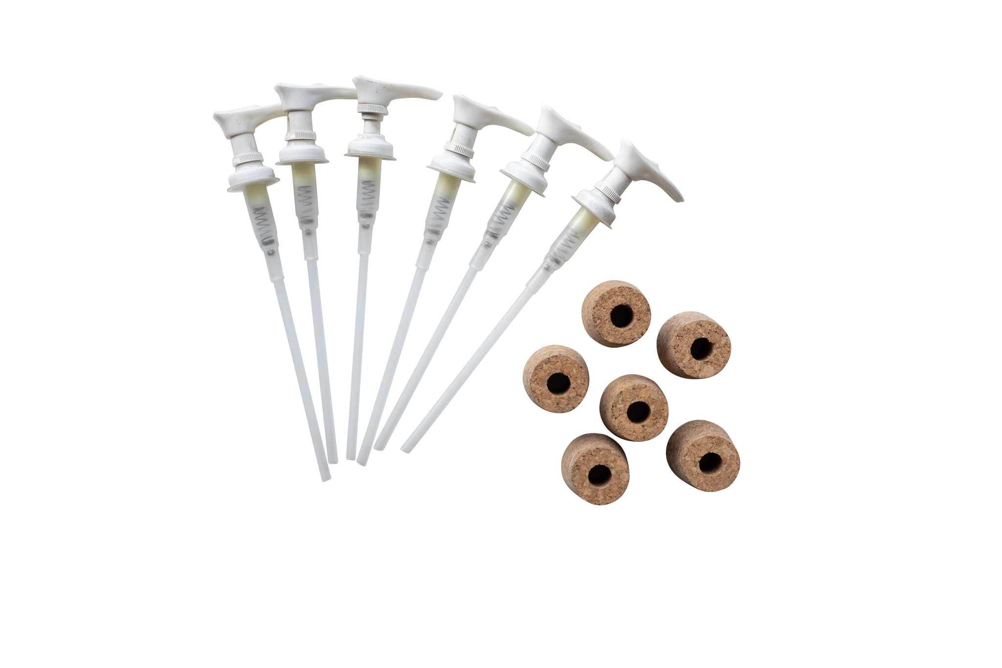 LOTION PUMP/ 6PK cork - WHITE