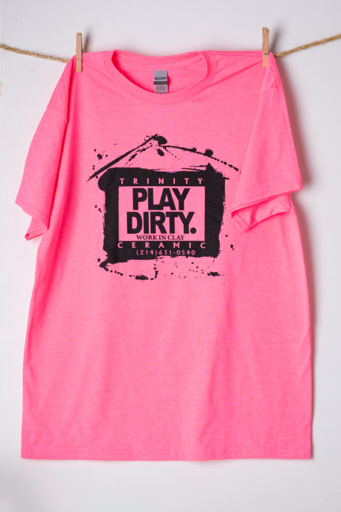 Safety Pink, Black Logo Play Dirty T-Shirt