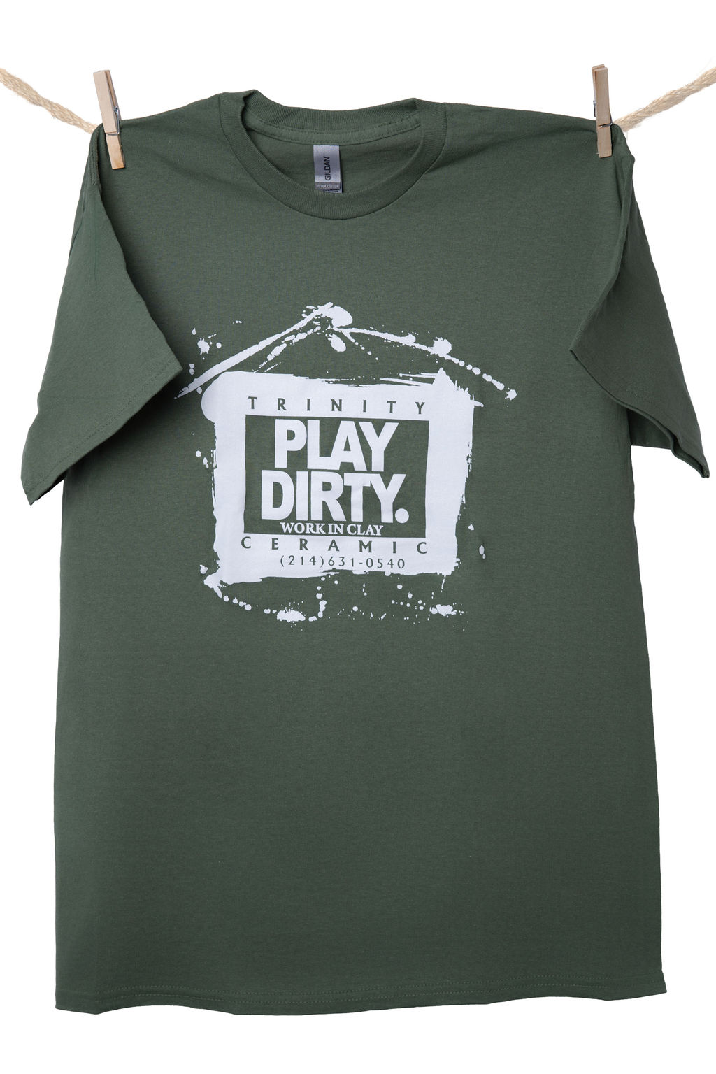 Military Green, White Logo Play Dirty T-Shirt
