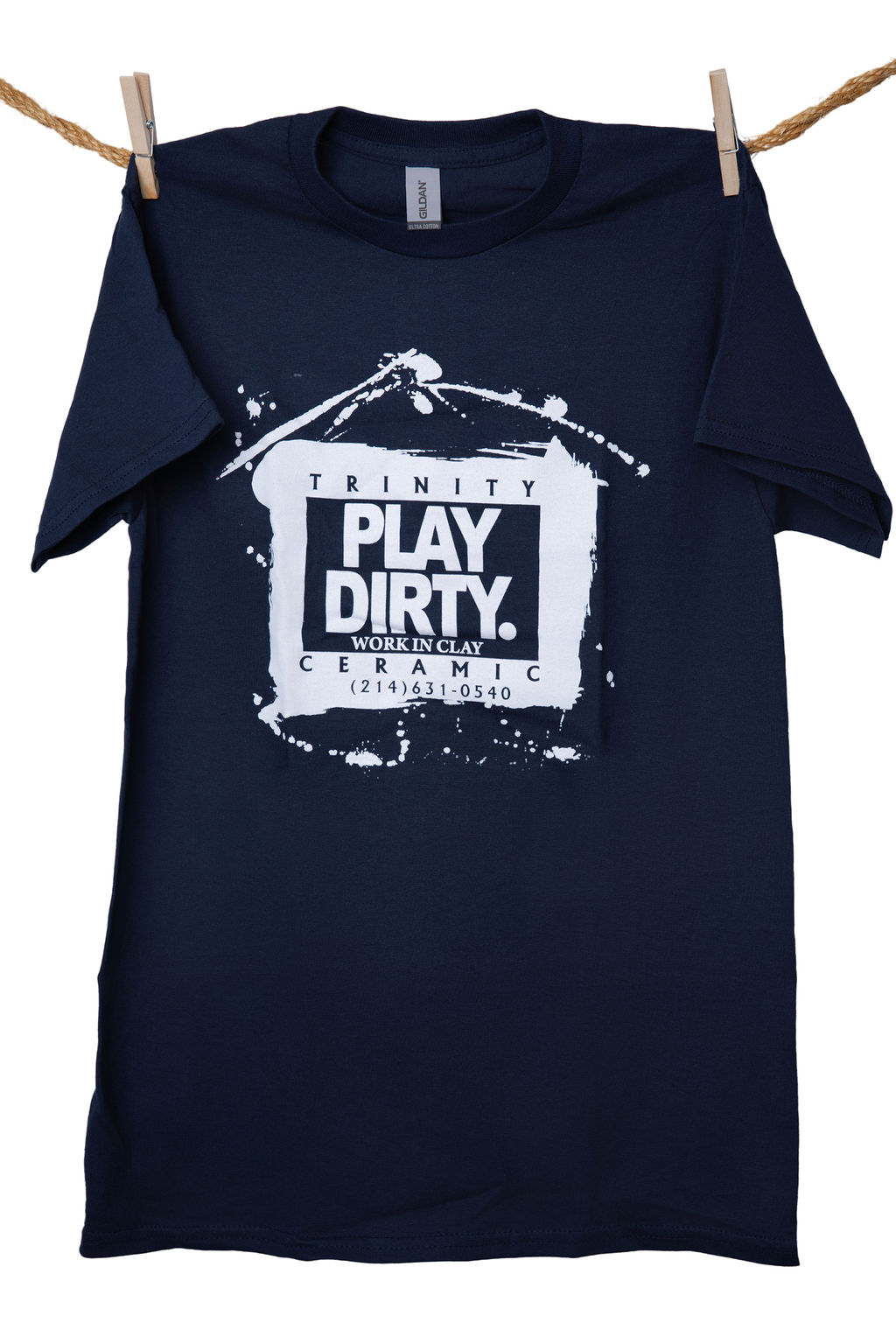 Navy, White Logo Play Dirty T-Shirt